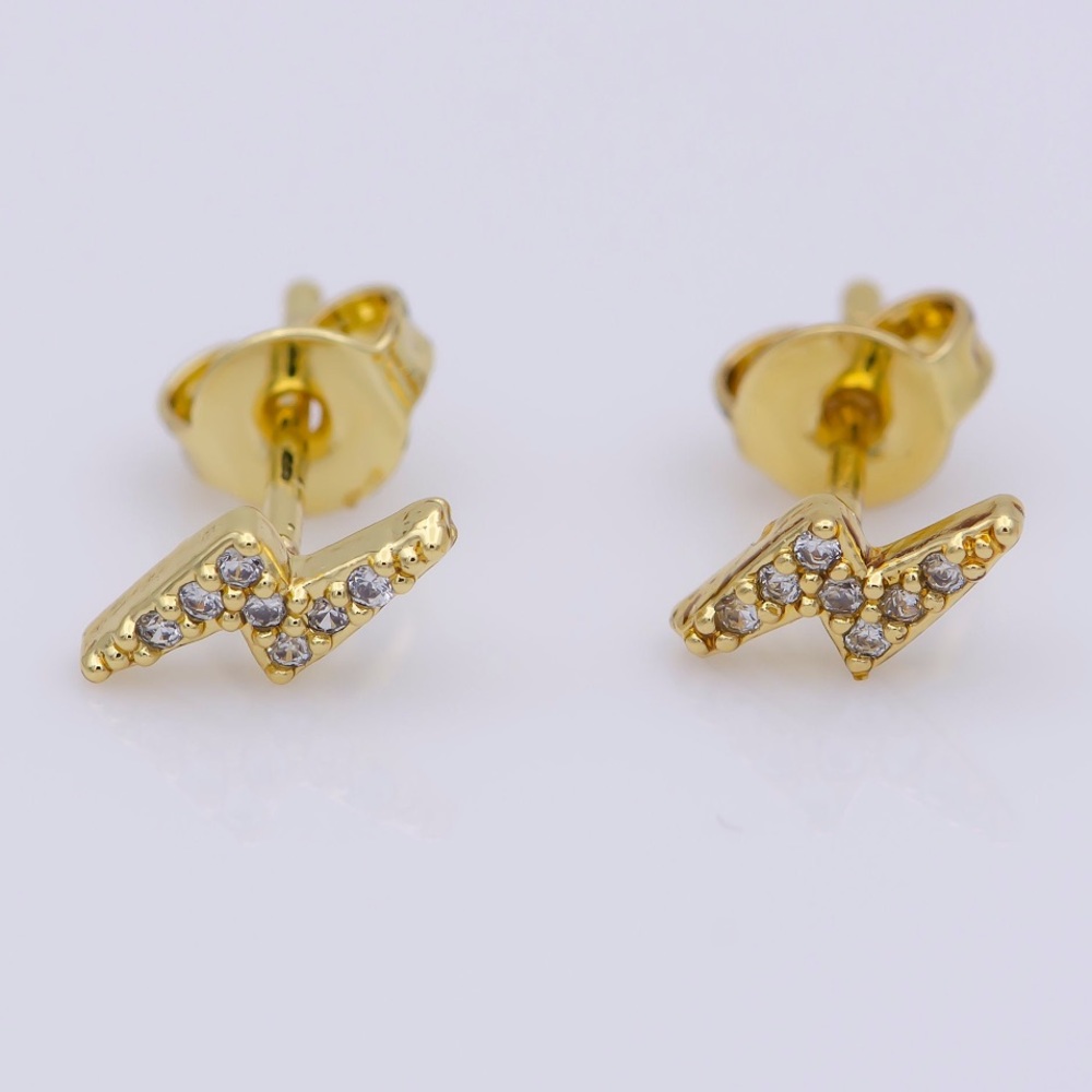 Dainty Gold Thunder Stud Earrings